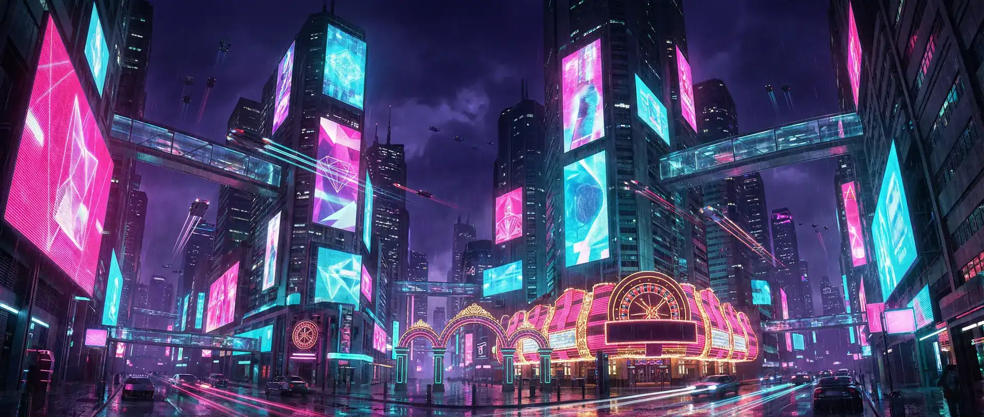 yy体育 赛博朋克霓虹复古都市夜景